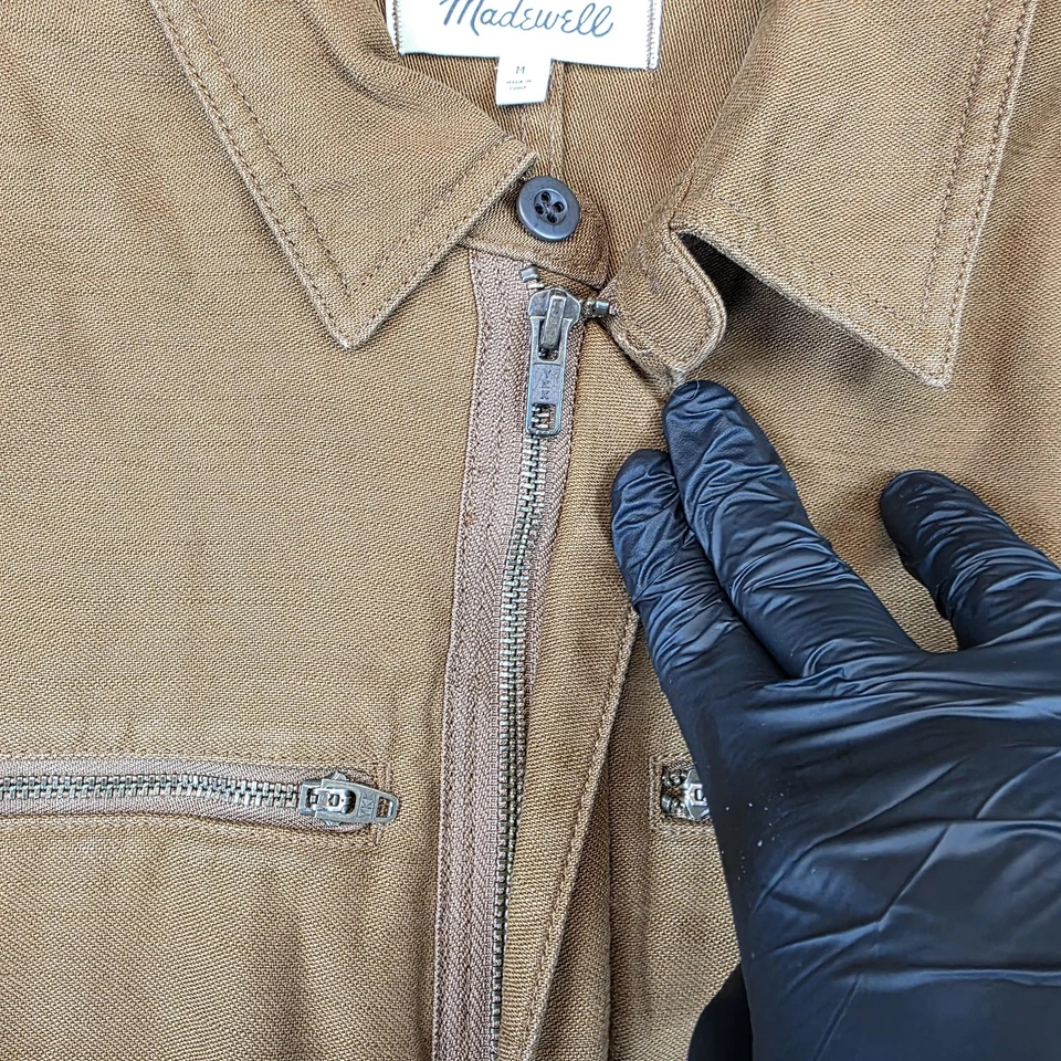 Madewell 连身裤女式中号棕色工作服实用拉链前工作服 MA604 — 第 4/4 张图片