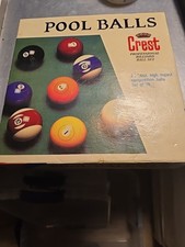 Vintage Crest Billiard Ball Set Complete W/ Box Made In England