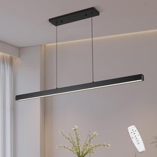 LED Linear Pendant Light Fixtures, 47'' Black Dimmable Island Light with Remo...