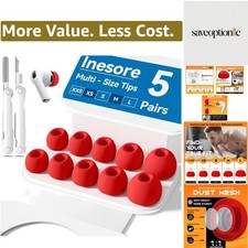 5 Pairs Replacement Ear Tips for AirPods Pro 3 2025 with Portable Storage Box...