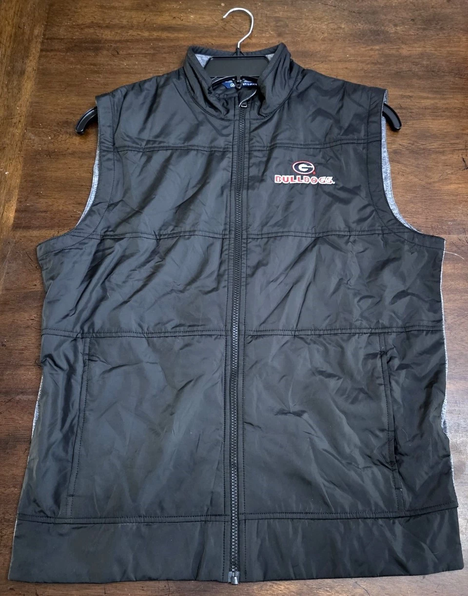 New Cutter & Buck Men's M Georgia Bulldogs Stealth Full-Zip Black & Grey Vest - product detail image 1