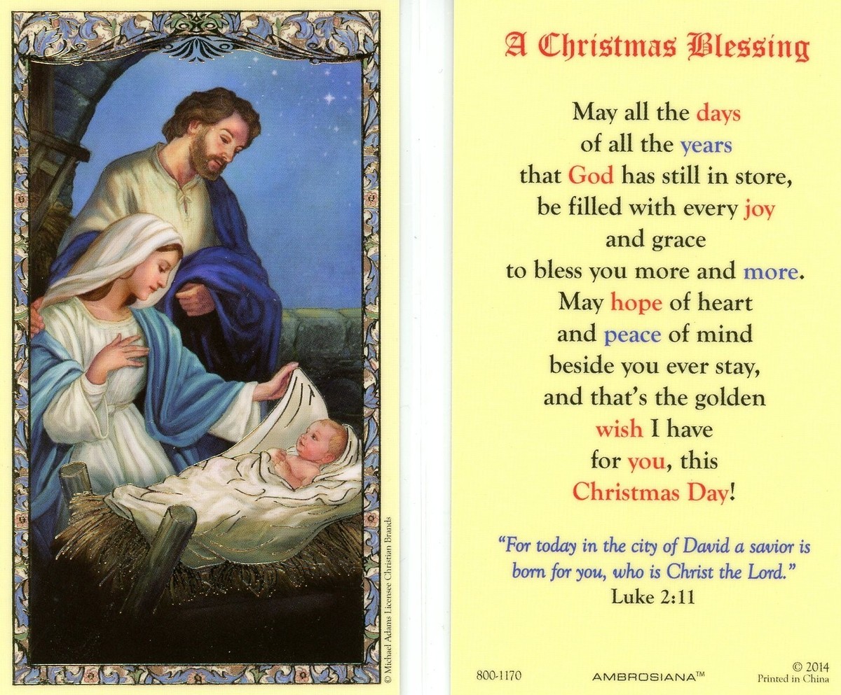 Nativity A Christmas Blessing Laminated Holy Card 800-1170