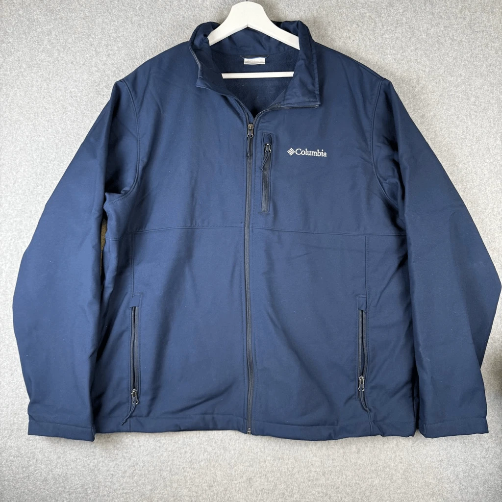 Columbia Mens Size XL Full Zip Front Jacket Blue Fleece Lined Zippered Pockets