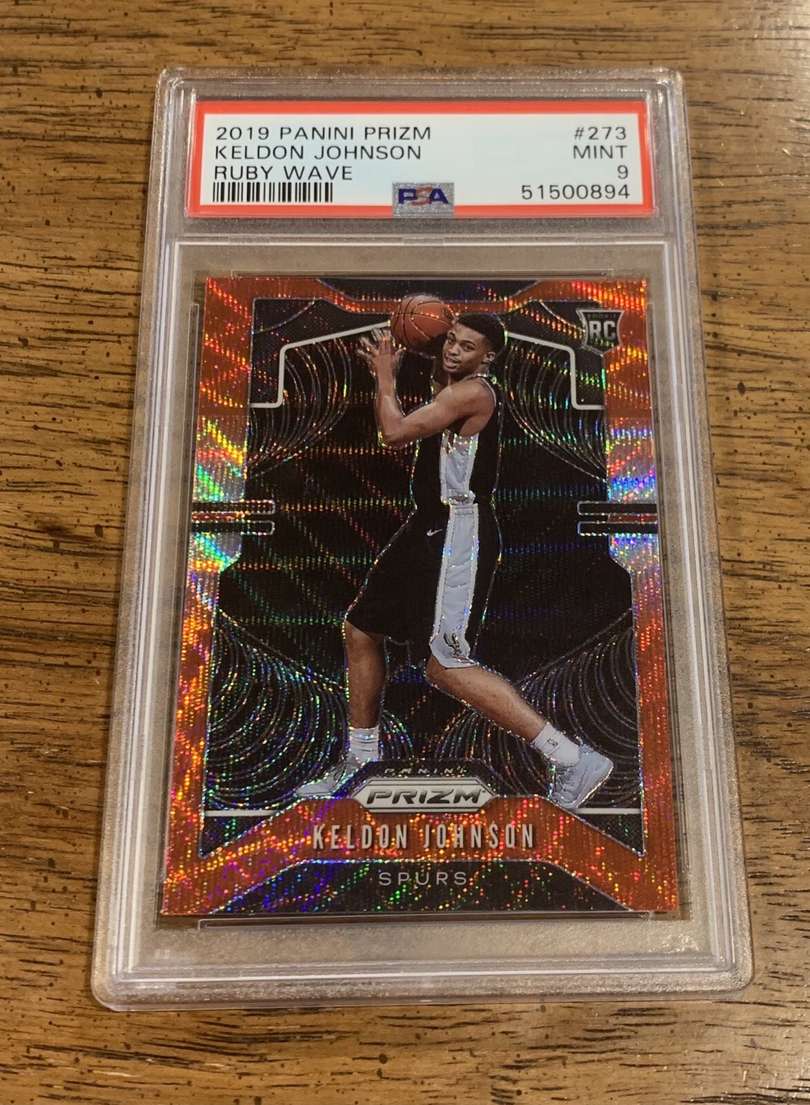 2019-20 Panini Prizm Keldon Johnson Ruby Wave Rookie #273 PSA 9 Mint Spurs 🔥