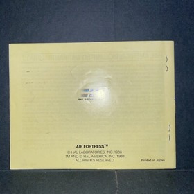 Air Fortress Instruction Manual Booklet Only NES Nintendo Entertainment System