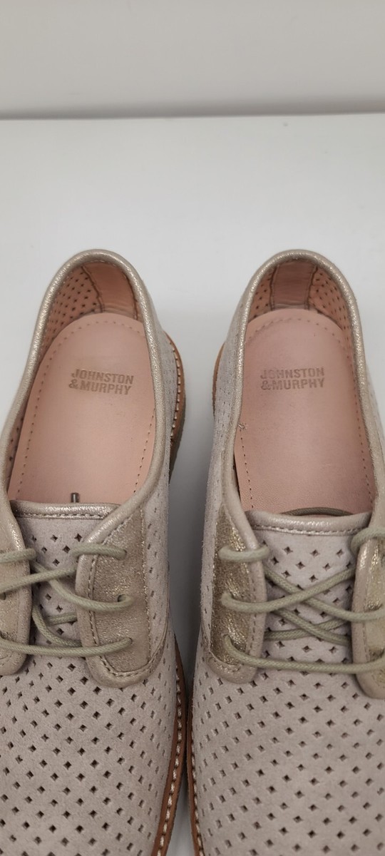 Johnston & Murphy Suede Beige Gold Perforated Leather  display picture 3