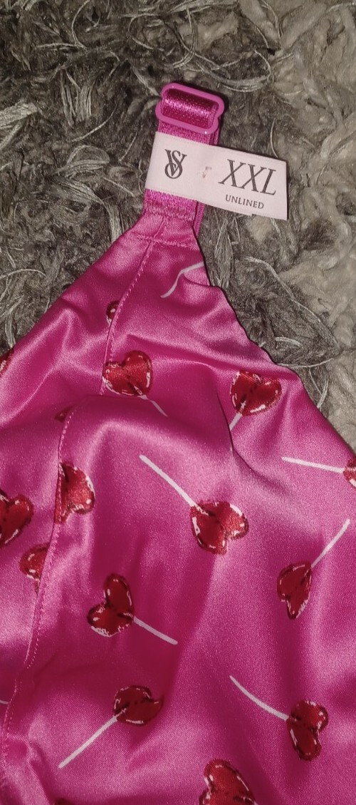 VS satin triangle bralette unlined NEW SIZE XXL Pink Heart