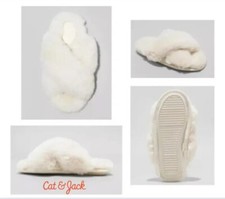 Cat  Jack Faux Fur Slippers Brooklyn Crossband Cream Off White Girl Small 13 1