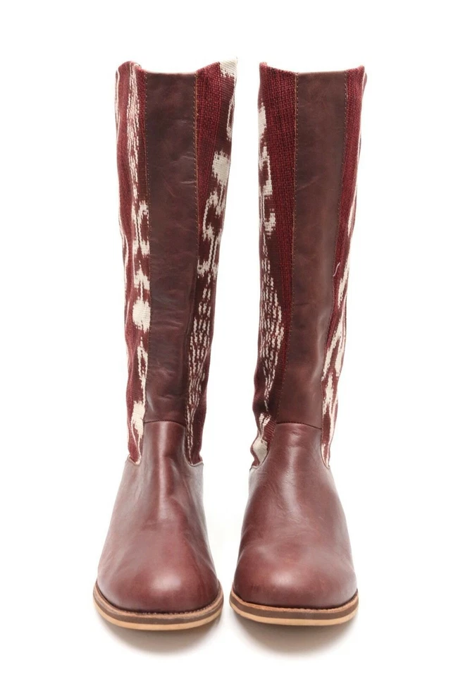 REEF 221512 Botas hasta la rodilla cuero/tela marrón borgoña talla. 8 ¡NUEVO! $160 Foto 3 de 4