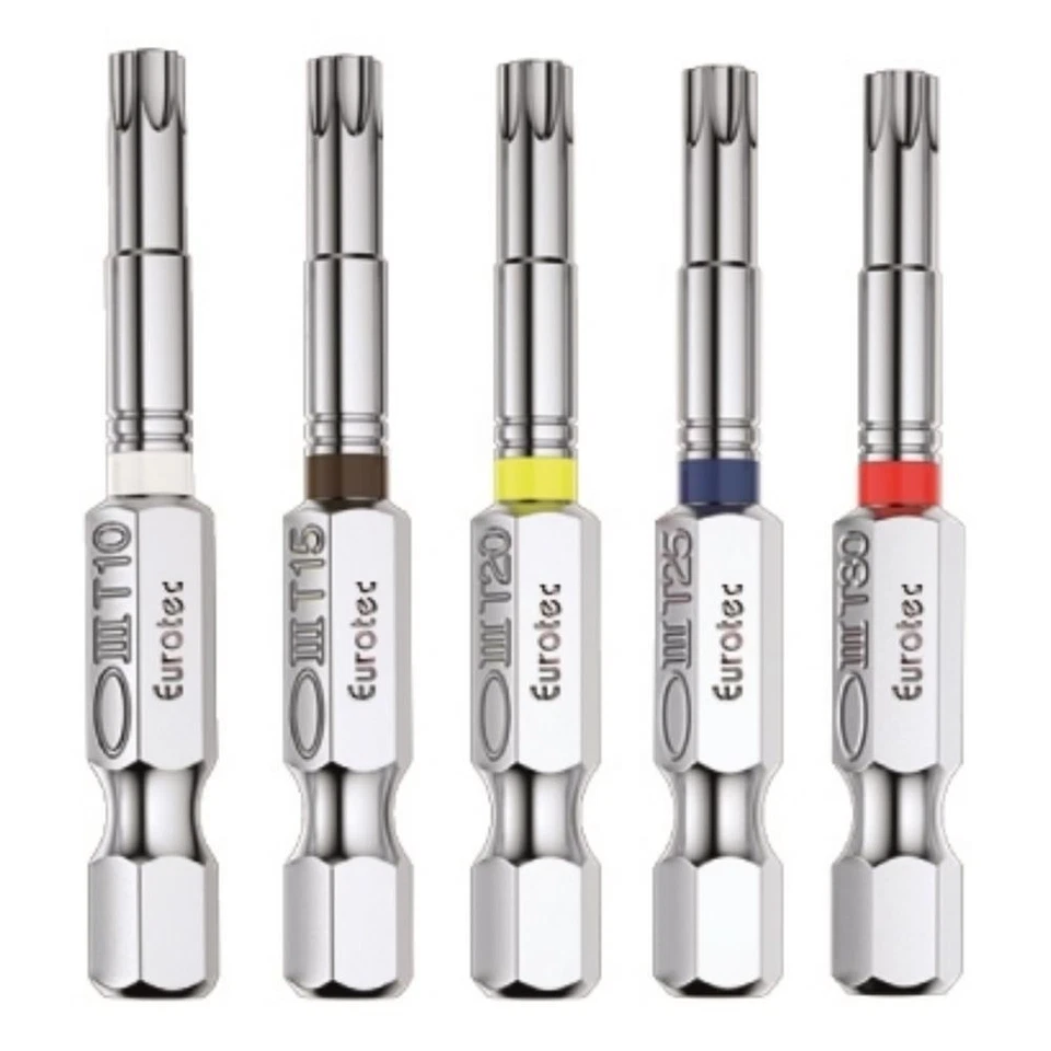 Eurotec Torx Bits TX-Lang-Bit 50mm Edelstahl TX10 TX15 TX20 TX25 TX30 Innenstern