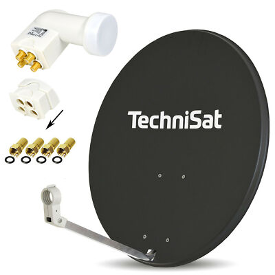 SAT Anlage   TechniSat 80cm Spiegel Schüssel + Opticum Quad LNB 4 Teilnehmer SET