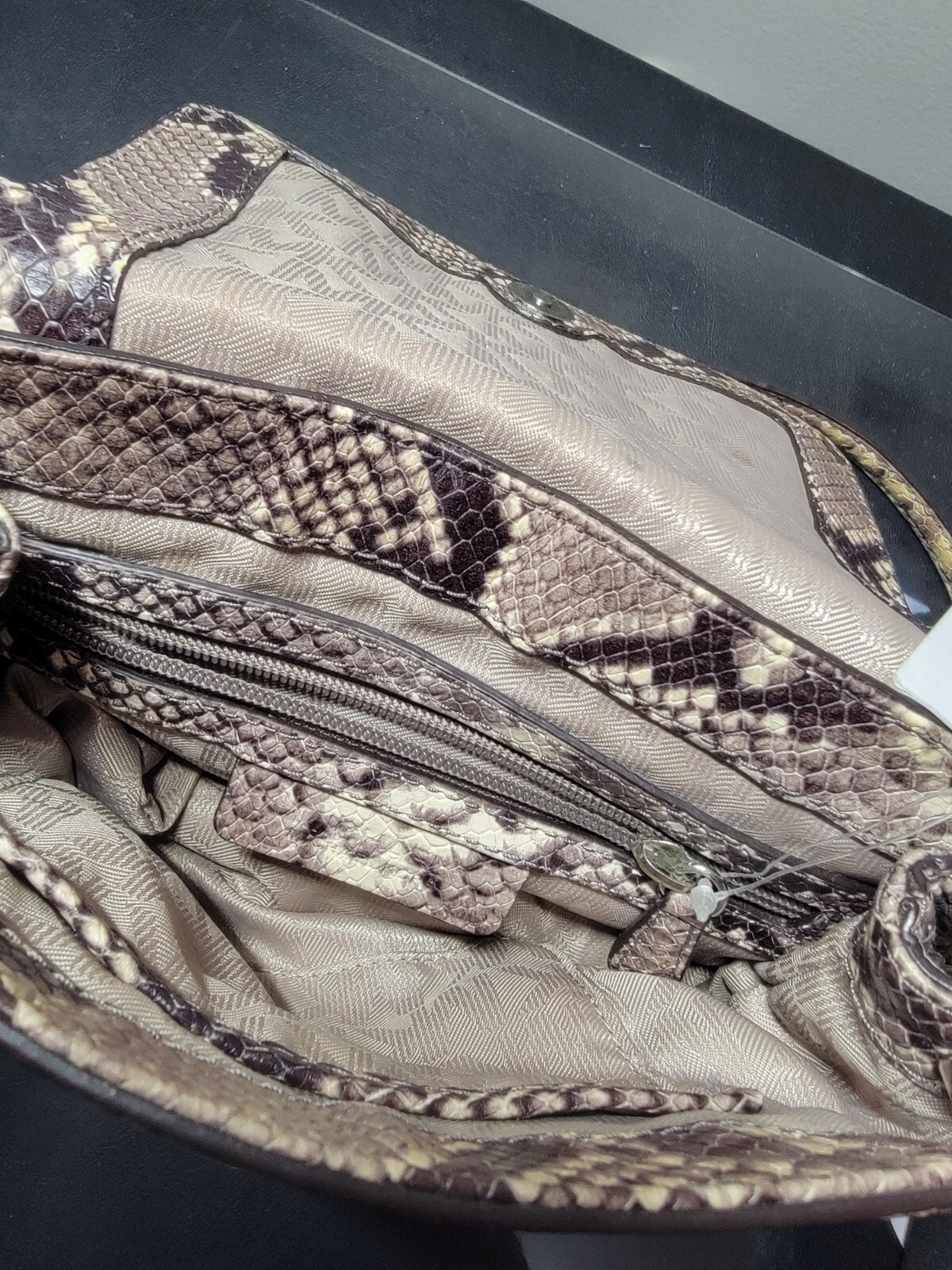 MK Michael KORS Python  Handbag Snake Skin Leathe… - image 5