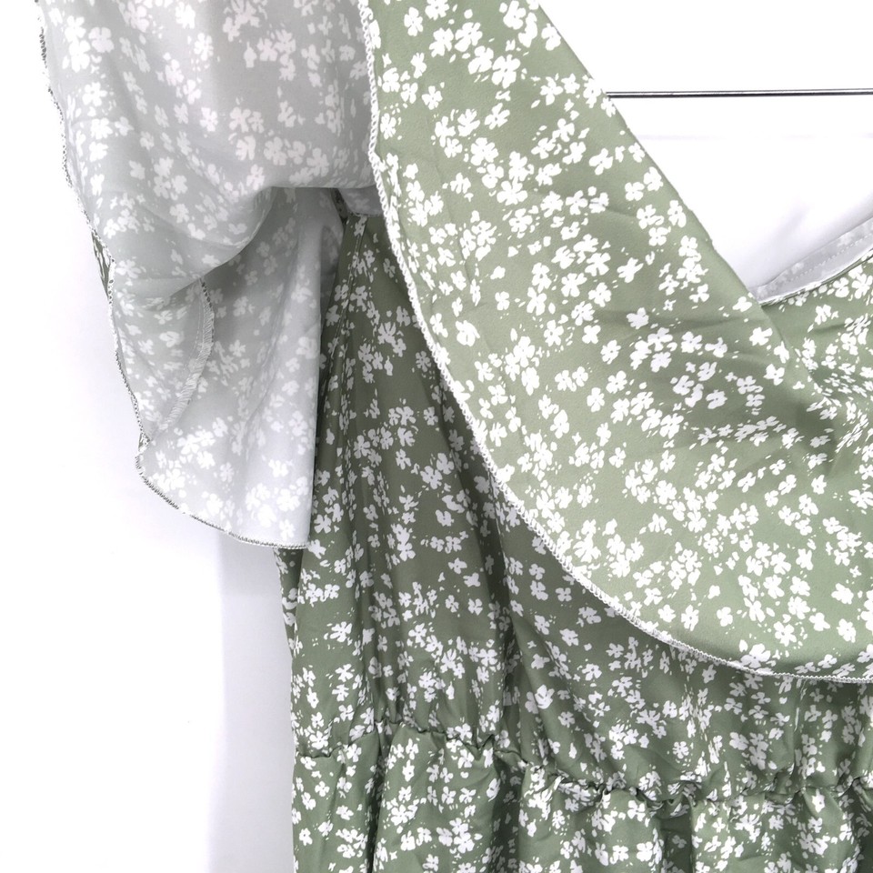 NEW BLOOMCHIC Strappy Sleeveless RuffleShoulder Peplum Top Green