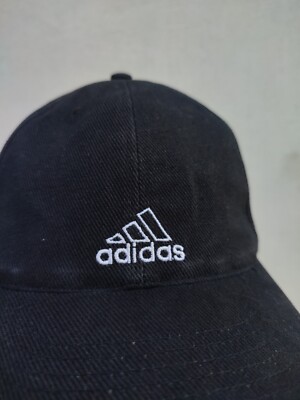Vintage 90s Adidas Black Cotton Adjustable Baseball Cap Hat Y2K