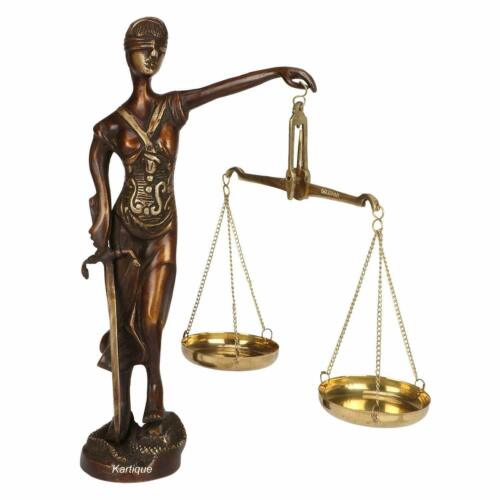 Ottone Cieco Piegato Justice Donna Themis Scultura Idolo Statua 22.9cm