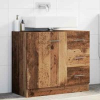 Vidaxl Waschbeckenschrank Braun Eichen-Optik 63X30X54 Cm Holzwerkstoff