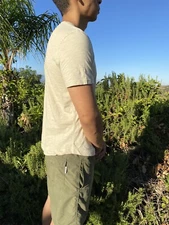 NWT Buck Mason Men's Tee Enamel Slub 100% Cotton Curved Hem T shirt