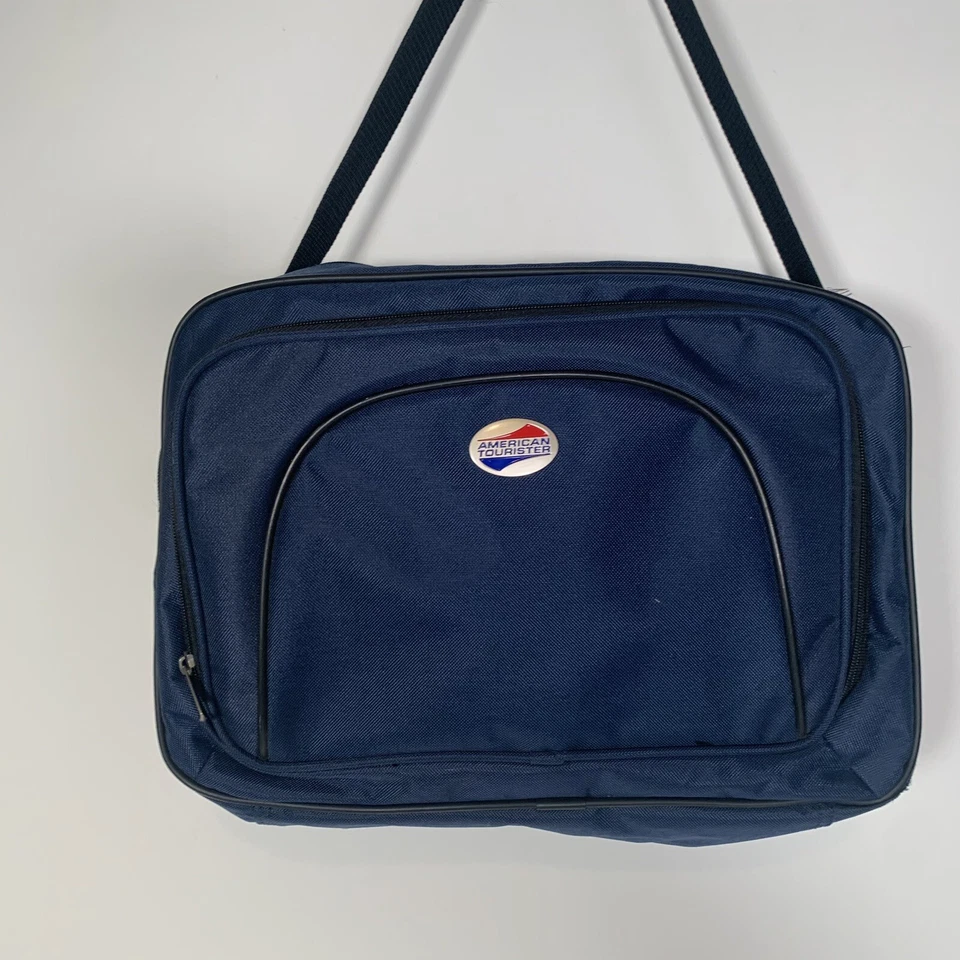 American Tourister Navy Blue Shoulder Bag Lightweight Carry-On Computer - Image 2 of 4