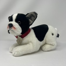 FAO Schwarz French Bulldog Plush Black White Soft Puppy Stuffed Animal Toy 12in.