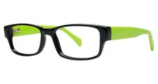 MODERN OPTICAL CHILL UNISEX PLASTIC EYEGLASSES 51-17-140 BLK/LIME W/ SOFT CASE