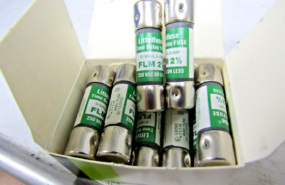   10) NEW LITTELFUSE 2-1/2 AMPS TIME DELAY FUSE 250 VAC FLM-2-1/2 BOX OF 10