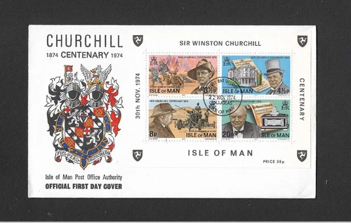 1974 Isle of Man Churchill Centenary Miniature Sheet FDC Douglas