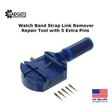 Watch Band Strap Bracelet Link Remover Repair Tool with 5 Extra Pins - Blue Body