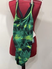 Dolfin Reliance Eclipse Swimsuit Girls Size 36 V-Back Green - New - Unworn