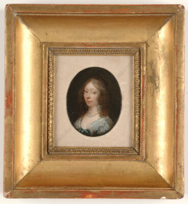 Gesina ter Borch (1631-1690)-Attrib.''Self-portrait'', oil on copper miniature