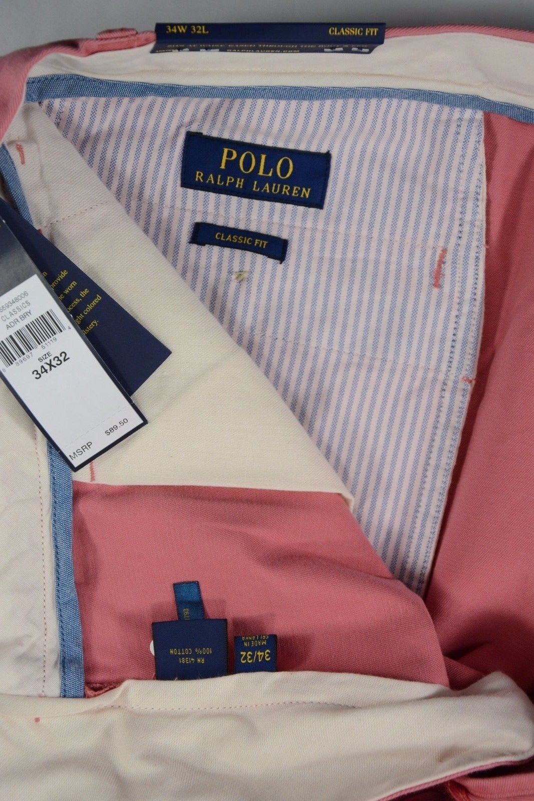 Polo Ralph Lauren Mens Classic Fit Essential Chino ADR Berry 34 X 