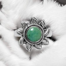 SUN Variscite Solid 925 Sterling Silver Ring 6