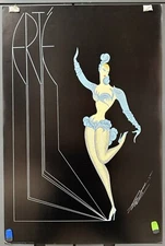 Erté, Black and Blue Woman Print, Illustration Pin Up Vintage Art Deco Poster