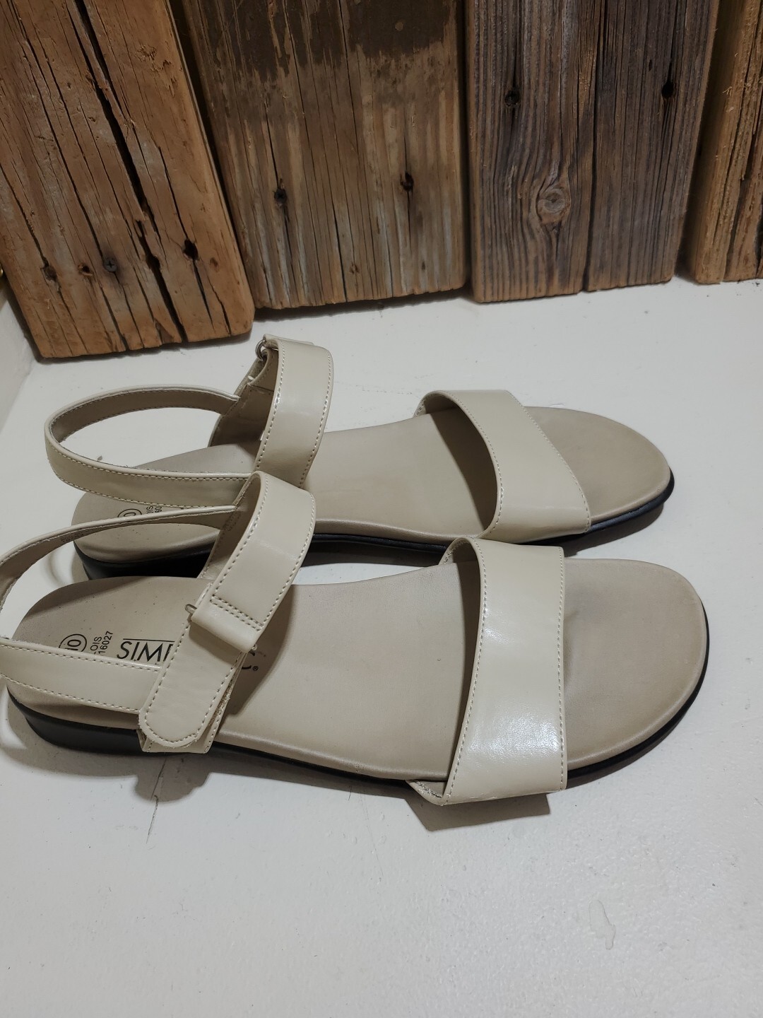 Simply Basic Size 10 Flat Sandals gray  color Veg… - image 1
