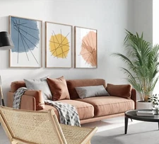 Minimalist Modern Abstract Geometric Wall Art Canvas Paintings Set Of 3