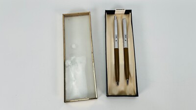 Papermate Double Heart Silber und Hellbraun Stift & Bleistift Set Vintage