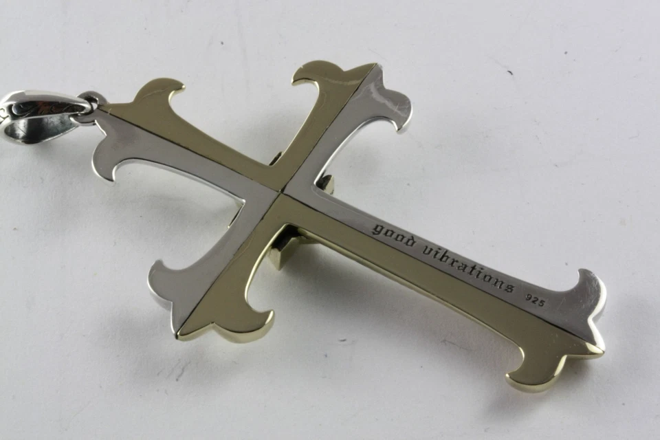 Massonica Massoni Templare Croce Gigli Rimorchio Placcato Oro 925 Argento / 247 - Immagine 4 di 4