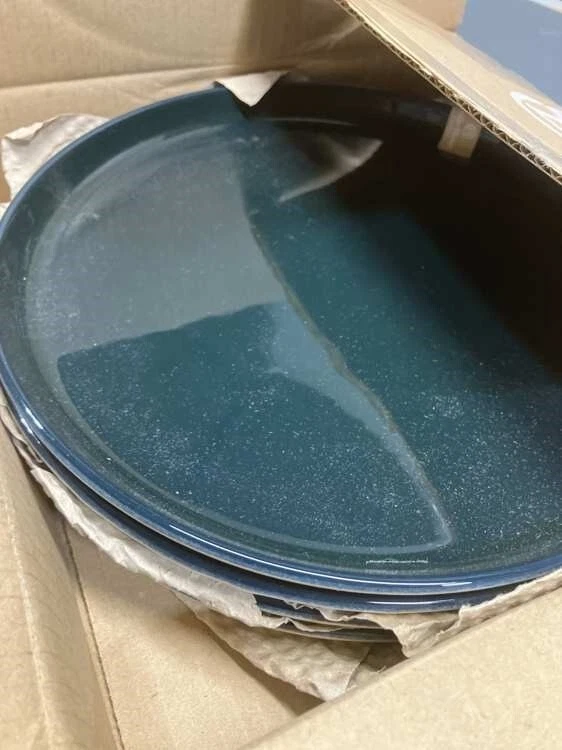 Platos de cena de cerámica Emile Henry Everyday 11", juego de 4 - océano y crema Foto 2 de 4