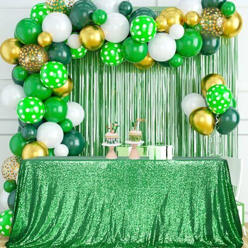 Green Sequin Tablecloth 50x72 Inch Green Tablelcoth Sparkly Tablecloth for Ch... - Picture 1 of 8