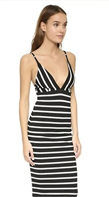 Bec and Bridge Beetlejuice Black and White Striped V Neck Midi Cocktail  Dress | eBay Australia