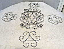 Ancien service 5 pièces dessous de plat et bouteilles en inox Vintage années 70