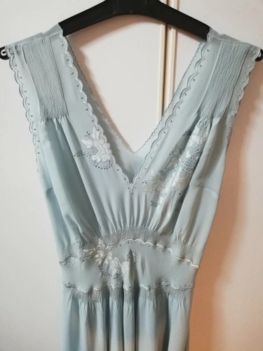 Camicia Da Notte Per Sposa pura seta 100% Interamente Ricamata A Mano - Foto 11 di 12