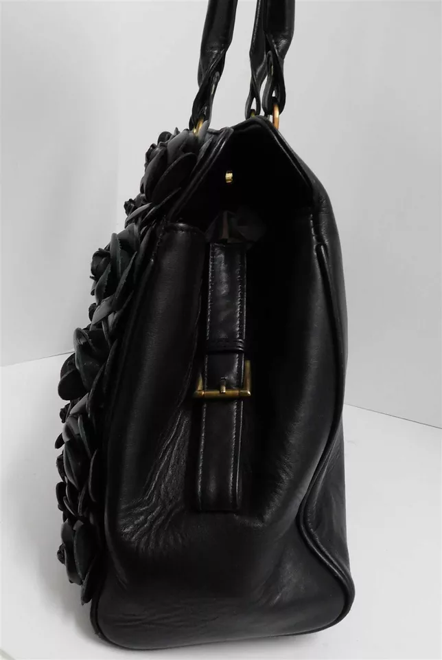 Cartera grande Clever Carriage Company francesa de cuero negro rosa Foto 3 de 4