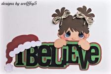 CRAFTECAFE GIRL SANTA premade paper piecing scrapbook page diecut piece WOLFFEY5