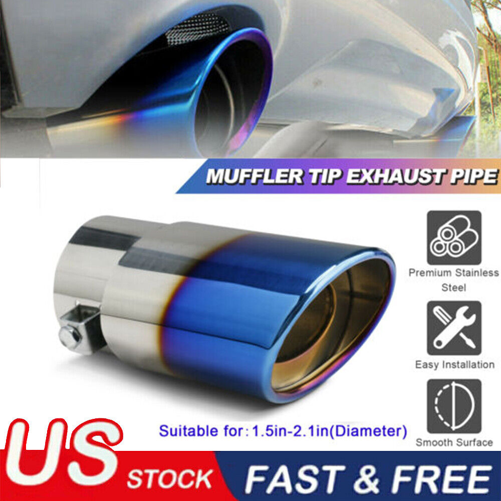 Car Auto Blue Rear Exhaust Pipe Tail Muffler Tip Throat Tailpipe Auto Parts