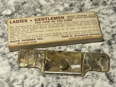 Vintage Quick Trimmer Original Box Chicago IL Trim As You Go Hair Comb