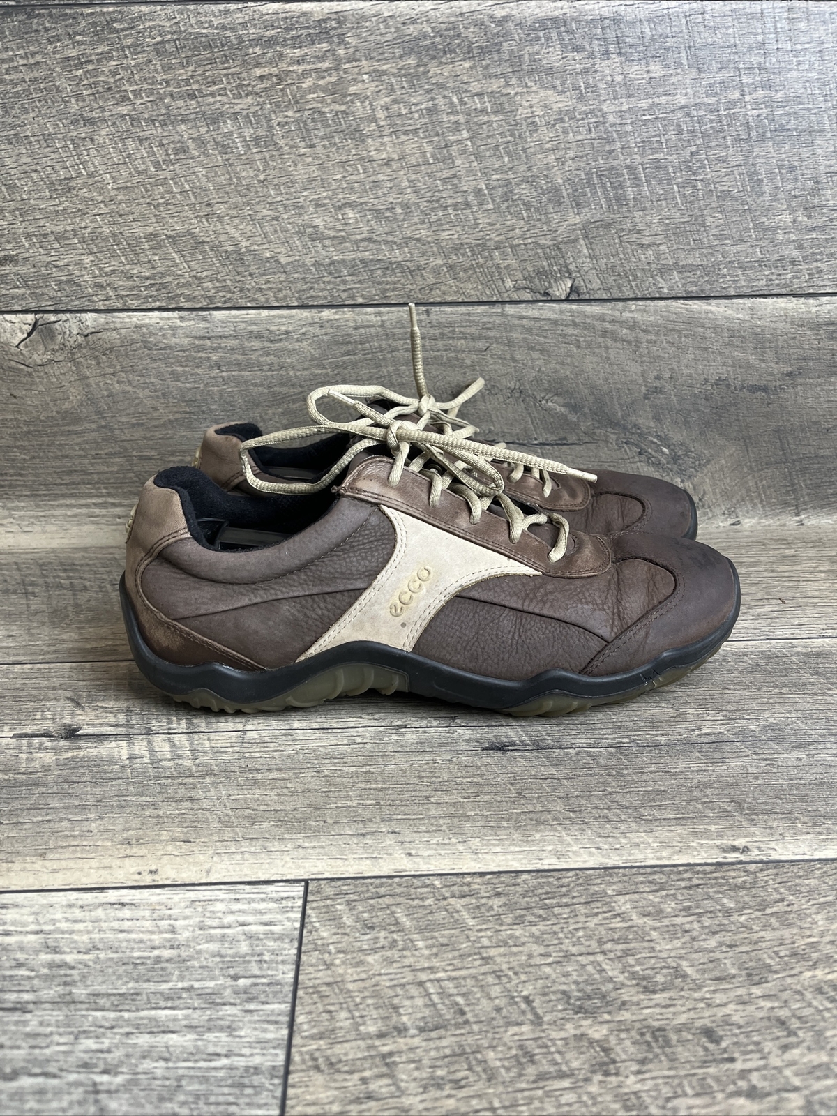 Mens ECCO Track GoreTex US Sz 10 Brown Leather Casual Dress Shoes Arch