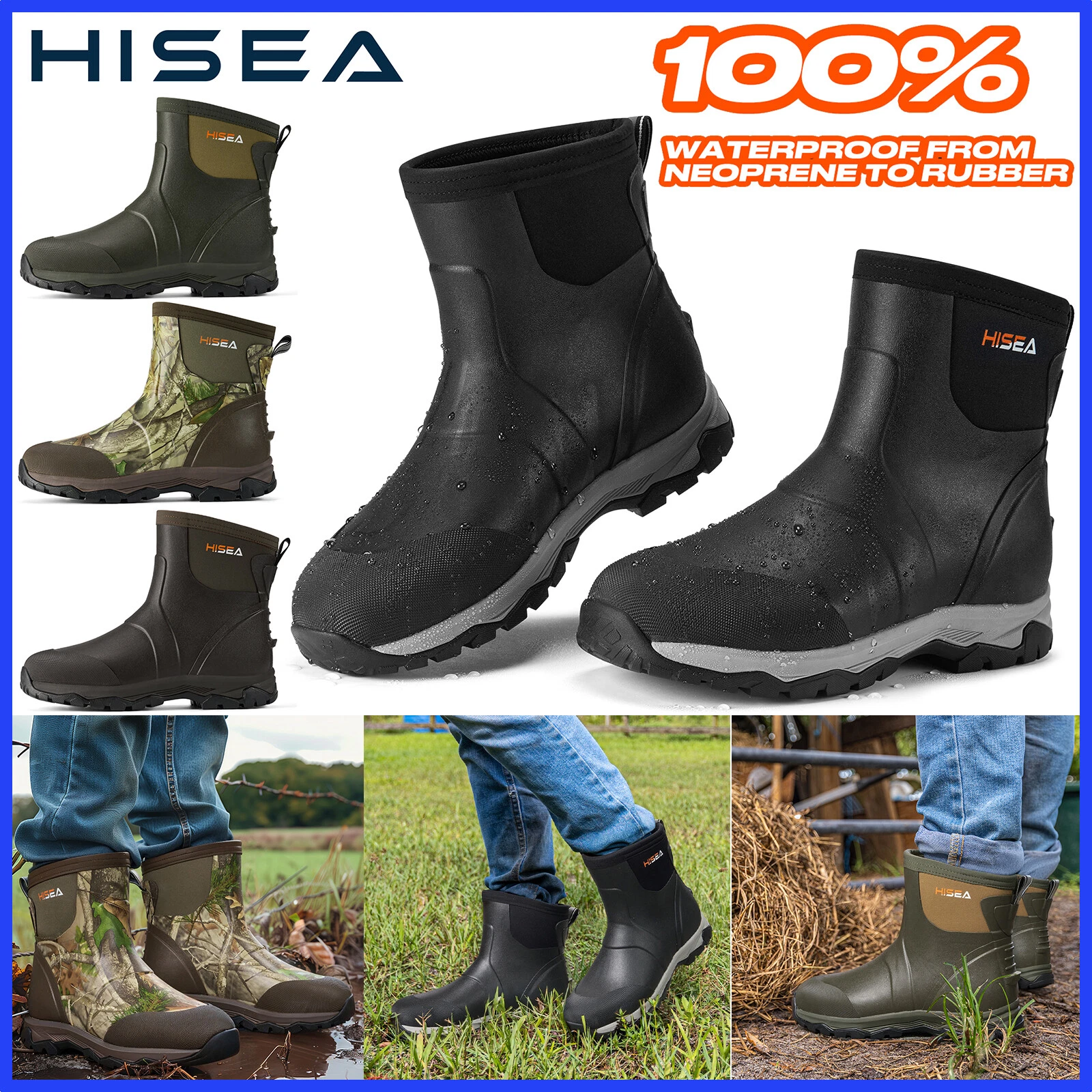 HISEA Men Ankle Rain Boots Waterproof Insulated Non-Slip Snow Farm Mud Work Boot
Opens in a new wind