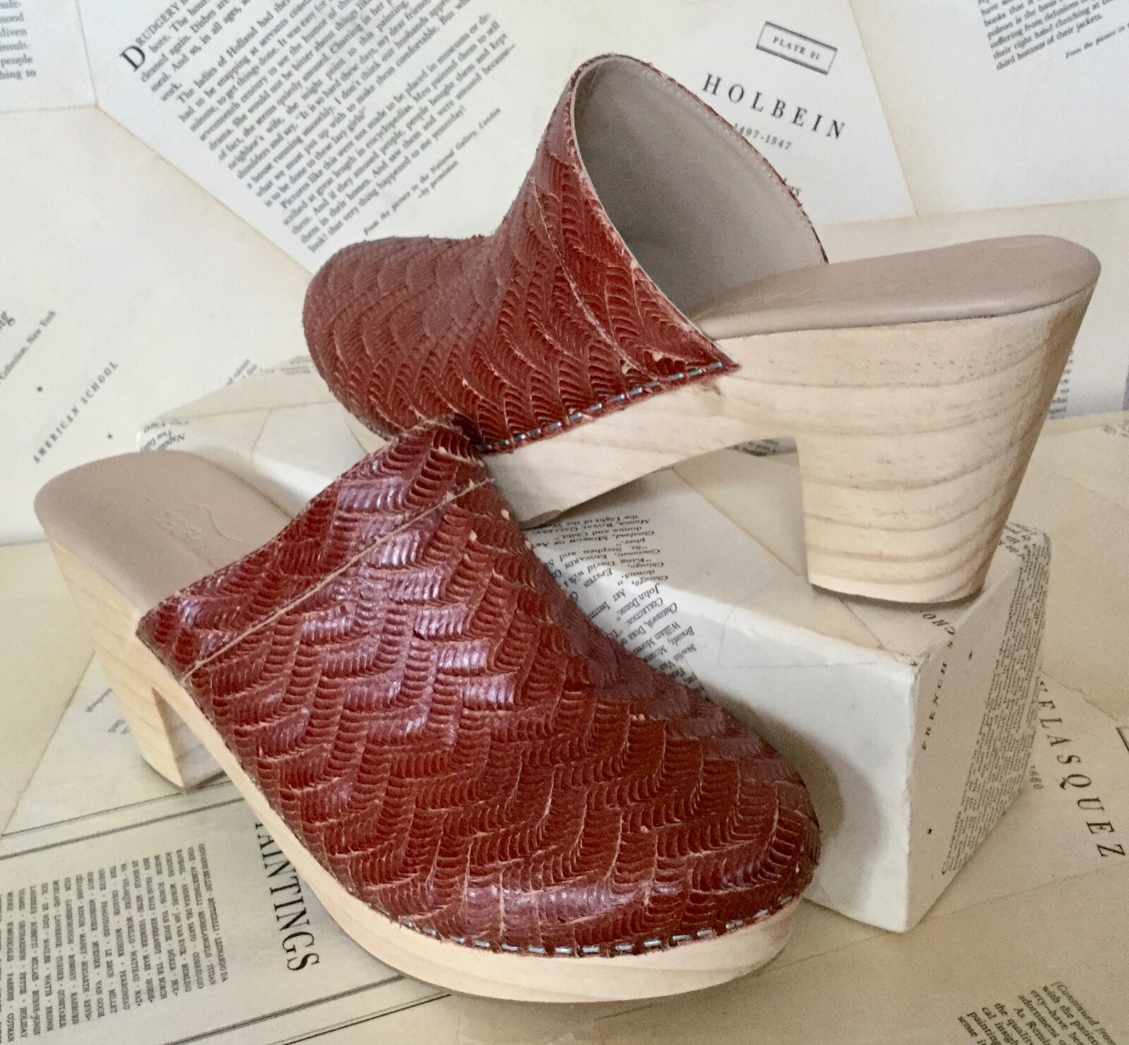 Сабо Free People на платформе коричневый кирпичный кожаный деревянный шлепанцы-мулы 409 НОВИНКА 16390₽