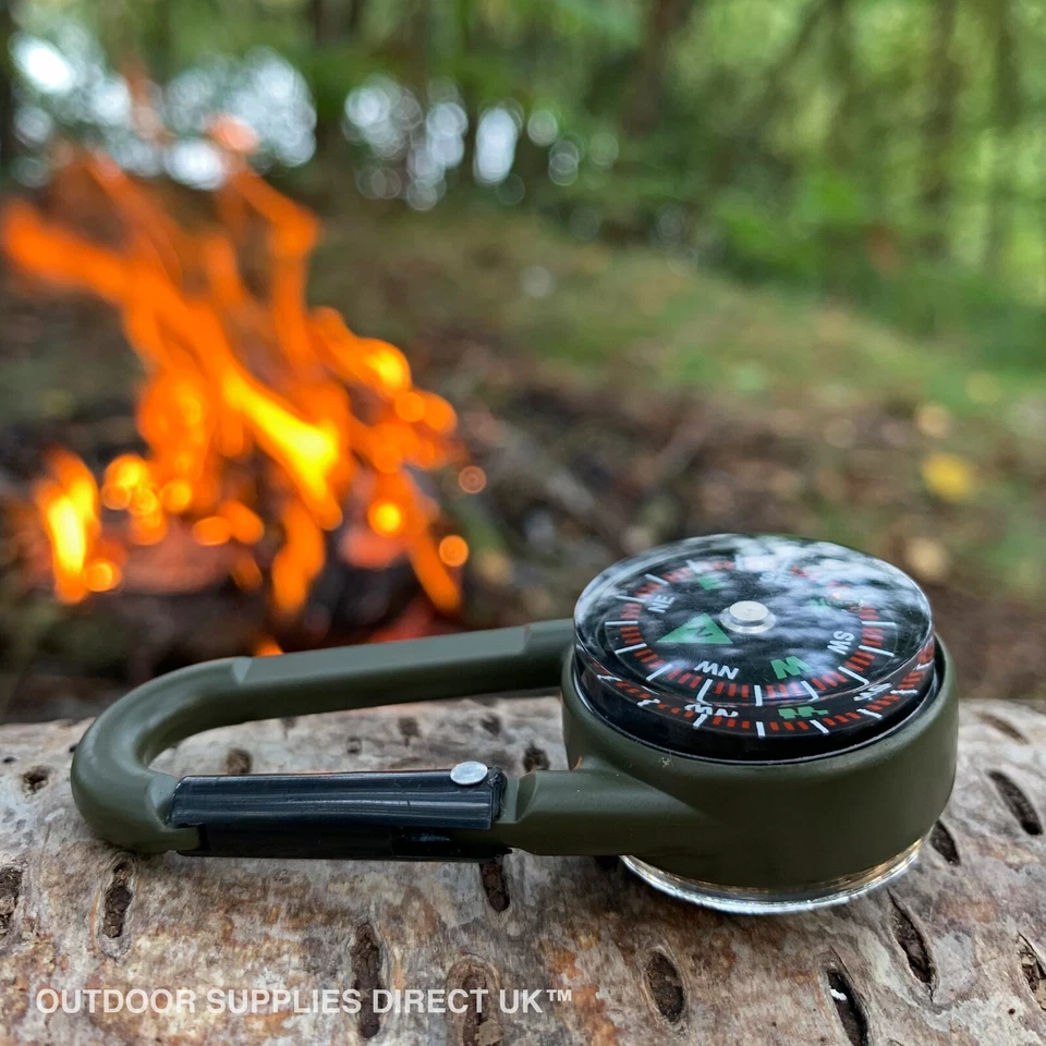 Compass Carabiner Thermometer 3in1 Outdoor Hiking Bushcraft Survival EDC KeyRing - Image 4 of 4