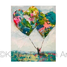 ACEO ATC Signed Art Print “Heartstrings 5“ Mixed Media Artist Trading Card